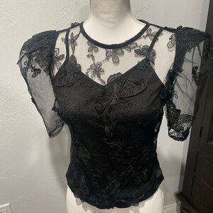 Elegant Black Lace Women Top